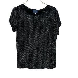 Scooter Tops short‎ sleeve black glitter stripe stretchy t-shirt Large